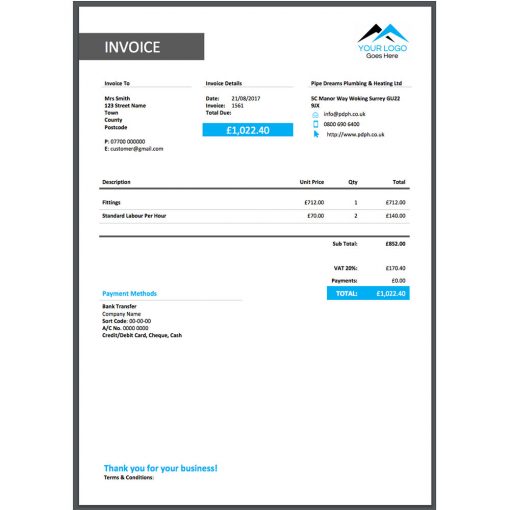 Bold lines and Colour ServiceM8 invoice