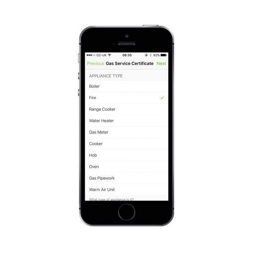 Gas Service Form on iPhone5se