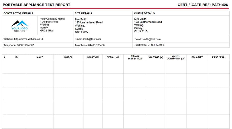 5 Appliance PAT report for