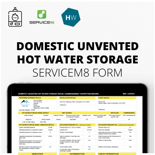 Domestic Unvented Hot Water Storage Inspection Record