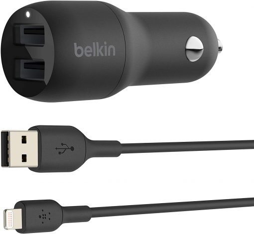 Belkin Dual USB Car Charger 24 W and Lightning Cable