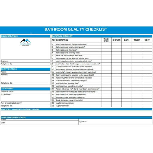 Bathroom Quality Checklist ServiceM8 Form