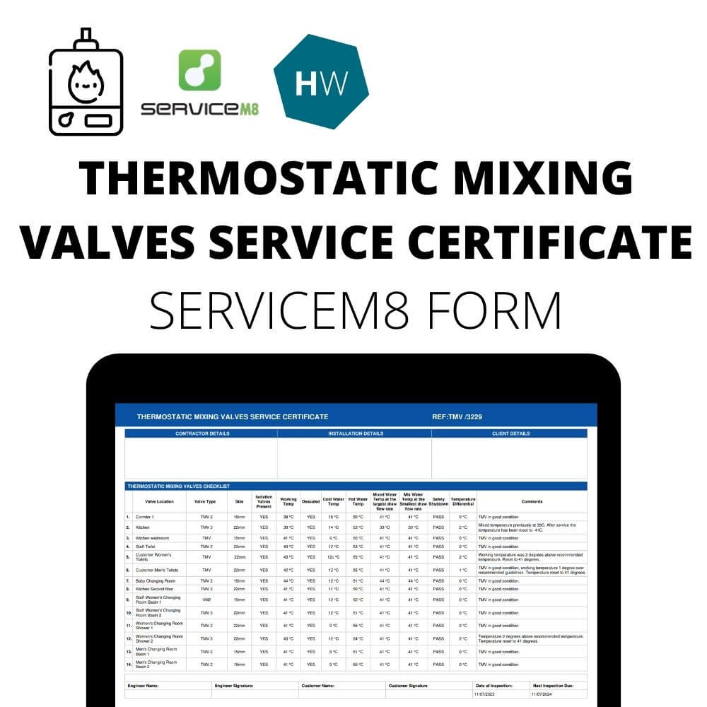 TMV servicing report form for ServiceM8, the job management software for trades
