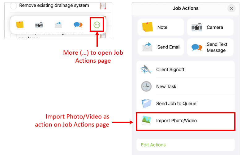 Import Photo/Video as an action on the job actions page.